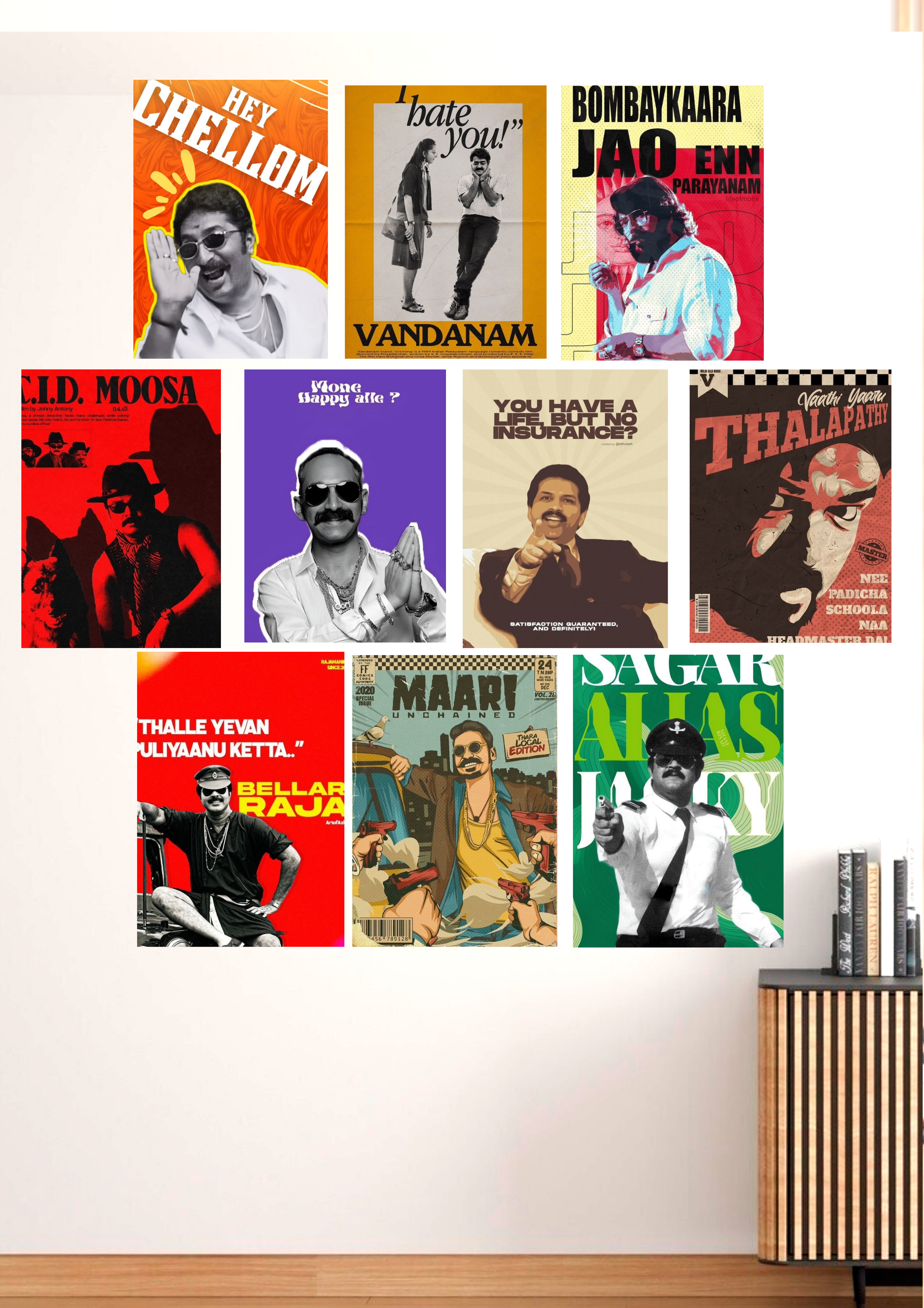 Malayalam Movie Wall Posters - Fan-made-Customers Choice 🔥 set of 10